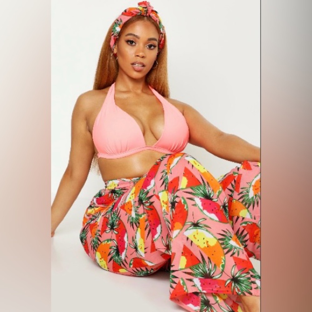 Boohoo Tropical Fruit 3-Piece Beach Set | Size 20